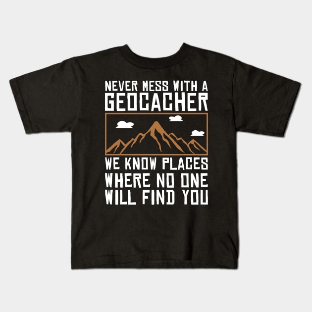 Geocaching Gps Cache Geocacher Coordinates Geocache Logbook Outdoor Hobby Geocachers Gift Nature Geo Hiking Letter Boxing Forest Funny Adventure Caching Love Treasure Lost Place Cacher Compass Gift Id Kids T-Shirt by jkshirts